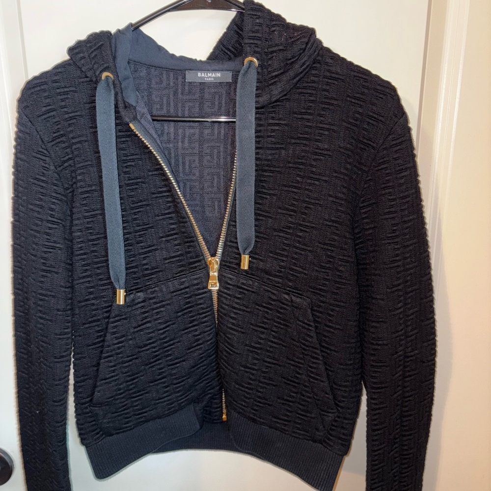 Balmain Charcoal Textured Knitwear